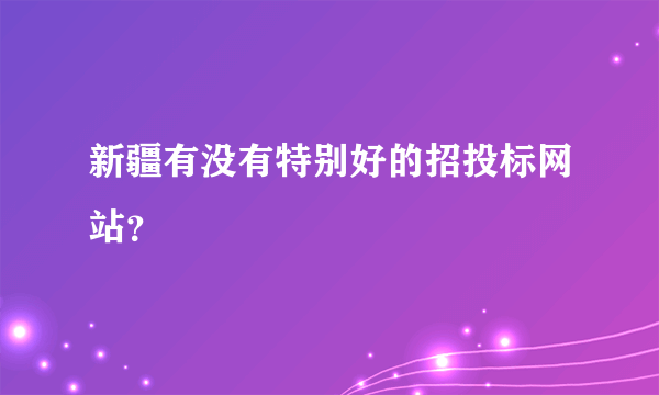 新疆有没有特别好的招投标网站？