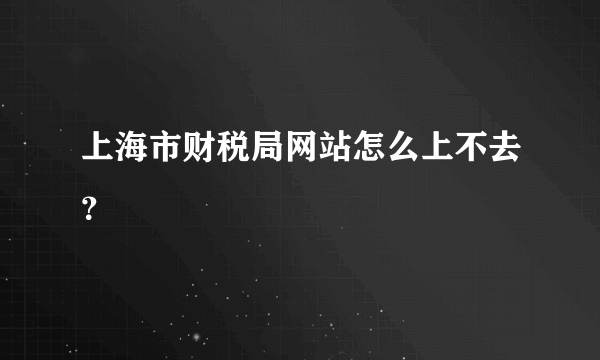 上海市财税局网站怎么上不去？