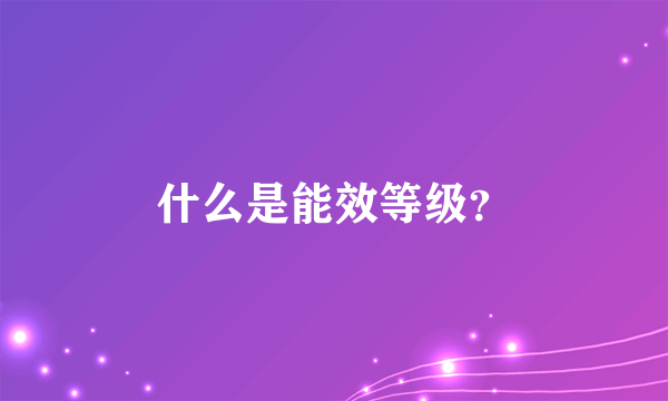 什么是能效等级？