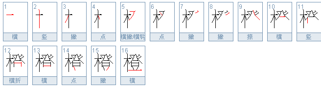 橙字的笔画顺序怎么写