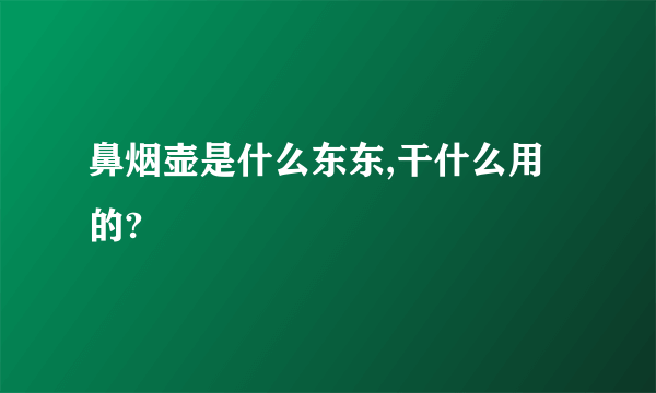 鼻烟壶是什么东东,干什么用的?