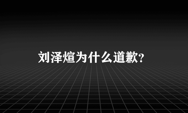 刘泽煊为什么道歉？