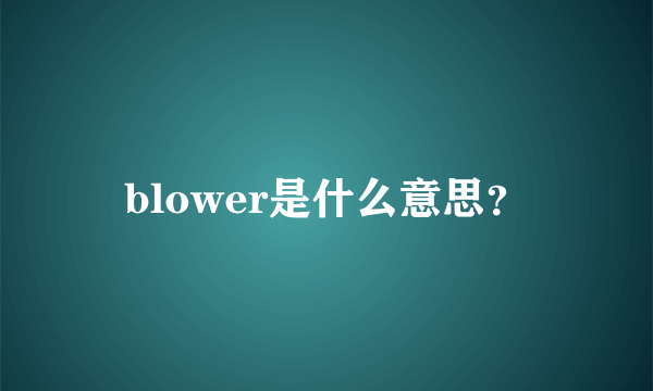 blower是什么意思？