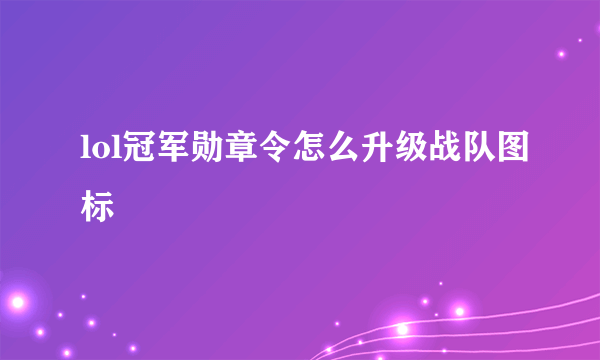 lol冠军勋章令怎么升级战队图标