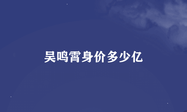 吴鸣霄身价多少亿