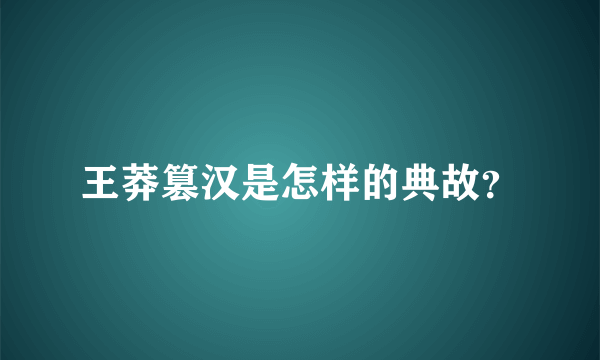 王莽篡汉是怎样的典故？