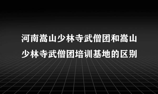 河南嵩山少林寺武僧团和嵩山少林寺武僧团培训基地的区别