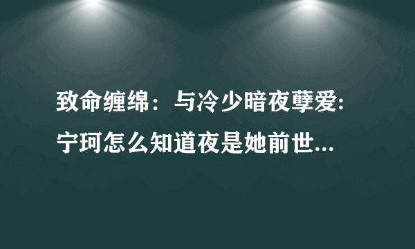 致命缠绵：与冷少暗夜孽爱: 宁珂怎么知道夜是她前世拼命想摆脱的人。