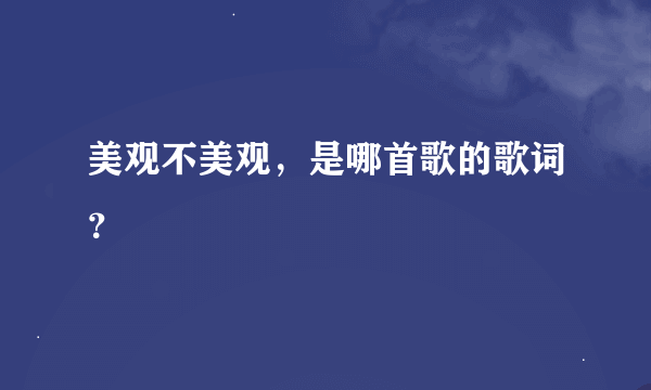 美观不美观，是哪首歌的歌词？