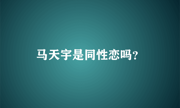 马天宇是同性恋吗？