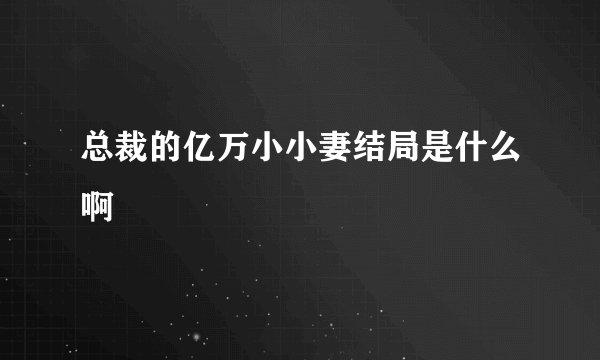 总裁的亿万小小妻结局是什么啊