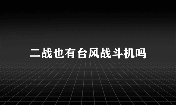 二战也有台风战斗机吗