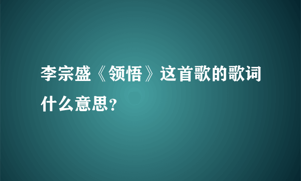 李宗盛《领悟》这首歌的歌词什么意思？