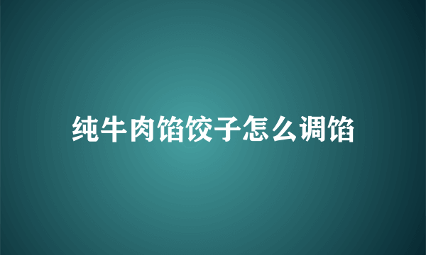 纯牛肉馅饺子怎么调馅