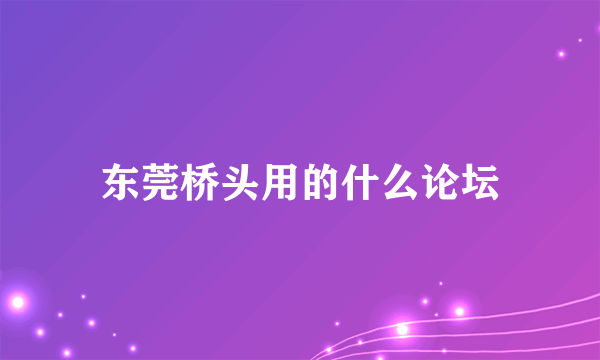 东莞桥头用的什么论坛