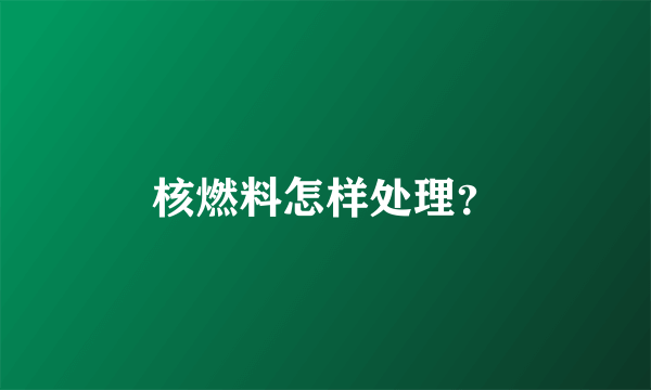 核燃料怎样处理？