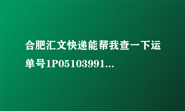 合肥汇文快递能帮我查一下运单号1P05103991的货物到哪了？谢谢