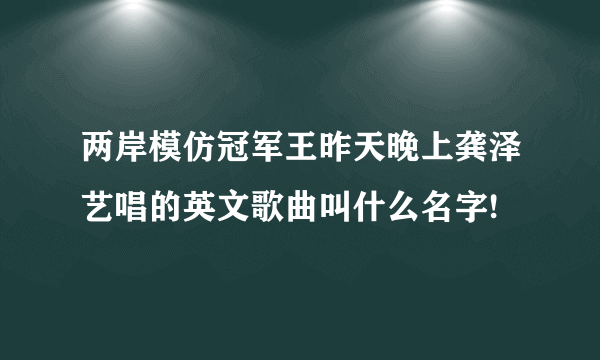 两岸模仿冠军王昨天晚上龚泽艺唱的英文歌曲叫什么名字!