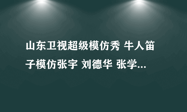 山东卫视超级模仿秀 牛人笛子模仿张宇 刘德华 张学友 阿杜 郑智化 是那期？？