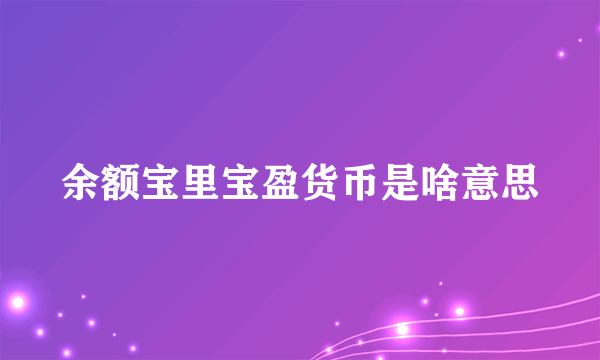 余额宝里宝盈货币是啥意思