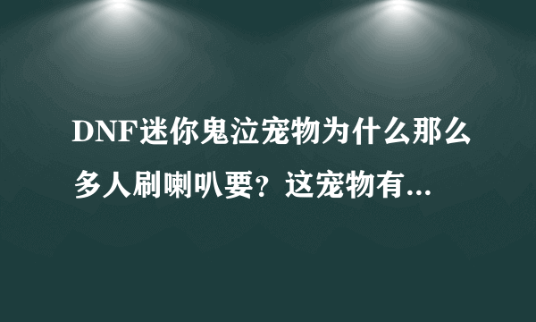 DNF迷你鬼泣宠物为什么那么多人刷喇叭要？这宠物有什么好的？