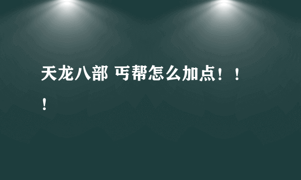 天龙八部 丐帮怎么加点！！！