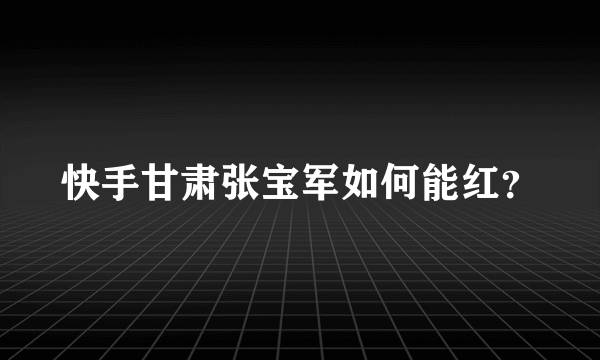 快手甘肃张宝军如何能红？