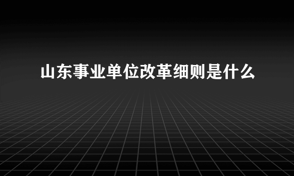 山东事业单位改革细则是什么