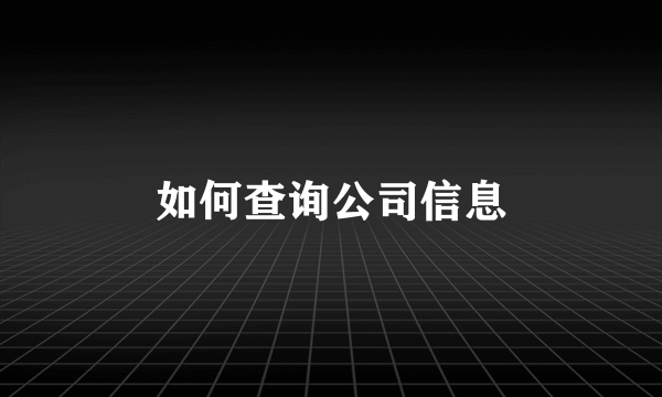 如何查询公司信息