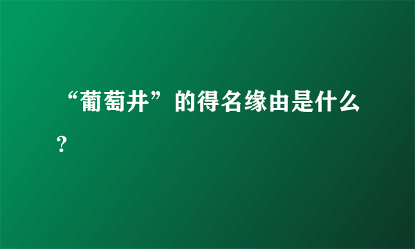 “葡萄井”的得名缘由是什么？