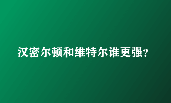 汉密尔顿和维特尔谁更强？