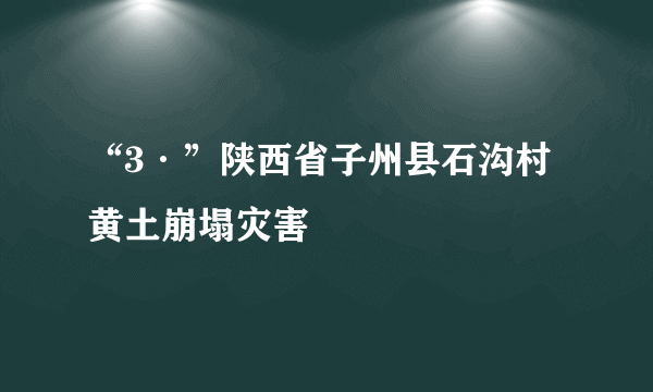 “3·”陕西省子州县石沟村黄土崩塌灾害