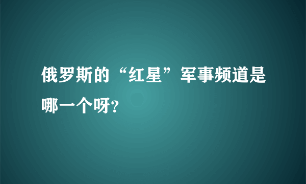 俄罗斯的“红星”军事频道是哪一个呀？