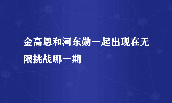 金高恩和河东勋一起出现在无限挑战哪一期