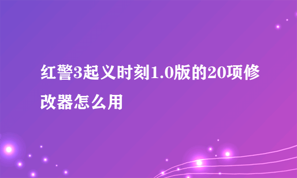 红警3起义时刻1.0版的20项修改器怎么用