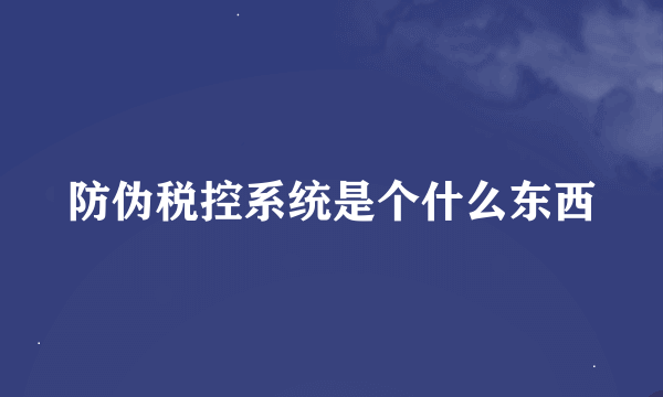 防伪税控系统是个什么东西