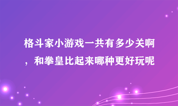 格斗家小游戏一共有多少关啊，和拳皇比起来哪种更好玩呢