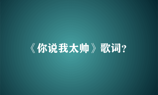 《你说我太帅》歌词？