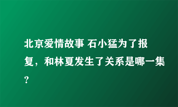 北京爱情故事 石小猛为了报复，和林夏发生了关系是哪一集？