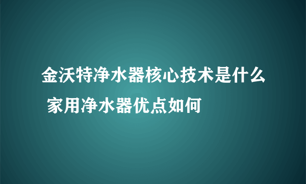 金沃特净水器核心技术是什么 家用净水器优点如何