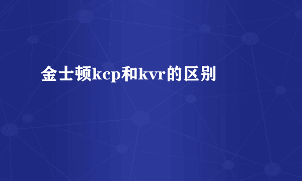 金士顿kcp和kvr的区别