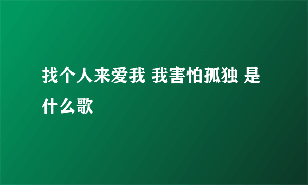 找个人来爱我 我害怕孤独 是什么歌