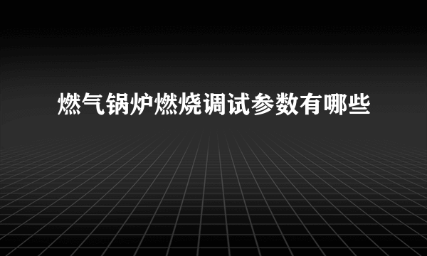 燃气锅炉燃烧调试参数有哪些