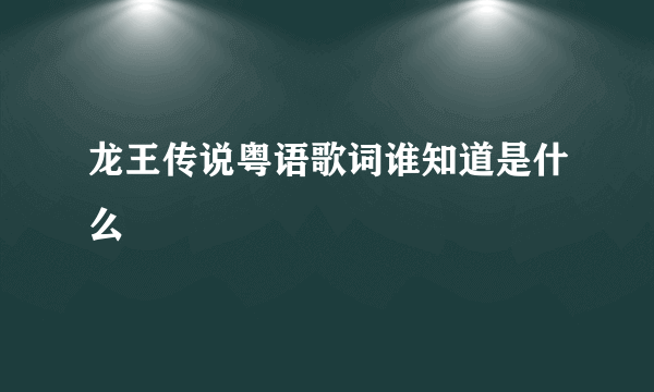 龙王传说粤语歌词谁知道是什么