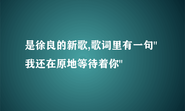 是徐良的新歌,歌词里有一句