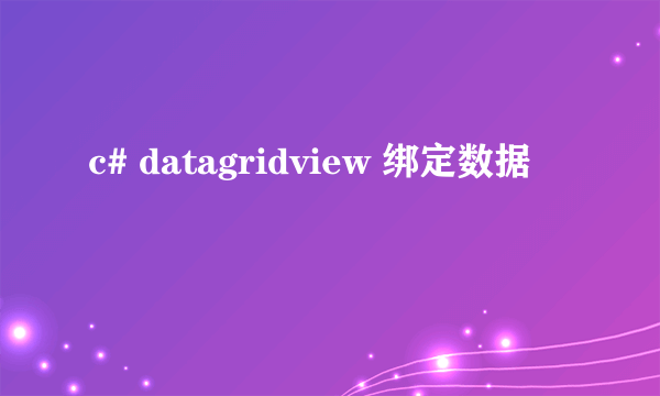 c# datagridview 绑定数据