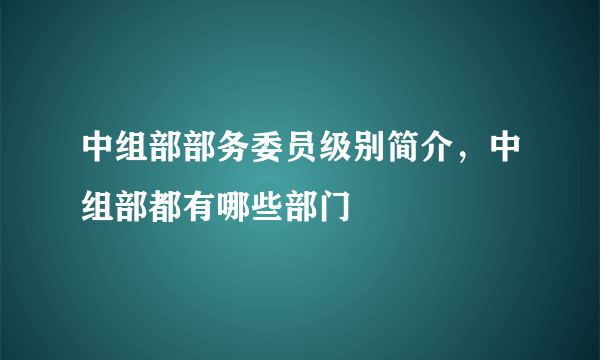 中组部部务委员级别简介，中组部都有哪些部门