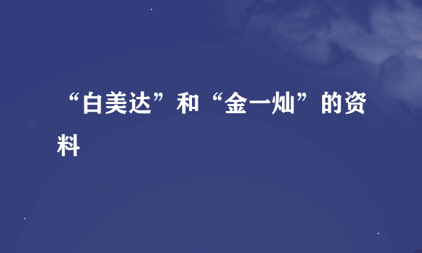 “白美达”和“金一灿”的资料