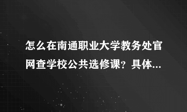 怎么在南通职业大学教务处官网查学校公共选修课？具体.................