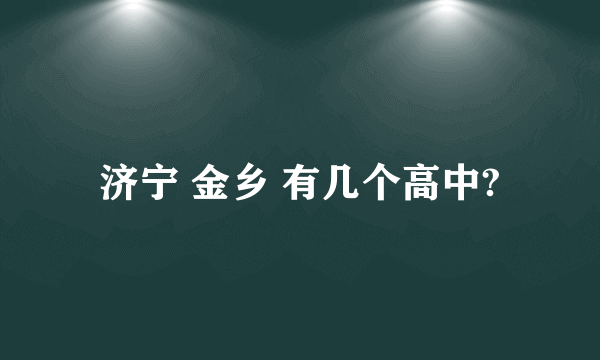 济宁 金乡 有几个高中?